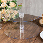 2-Tier Acrylic Round Cake Stand Set Clear - Chic Versatile Cupcake Holder Dessert Display Pedestal for Wedding Buffet & Catering Displays 16"