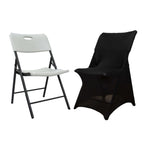 Stretch Spandex Chair Cover Black for Lifetime Folding Chairs - Wrinkle Resistant Snug Fit Slipcover with Foot Pockets