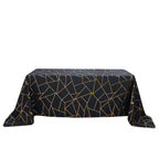 Polyester 90"x132" Rectangle Tablecloth Black Seamless with Gold Foil Geometric Pattern - Wrinkle-Resistant Seamless Table Cover