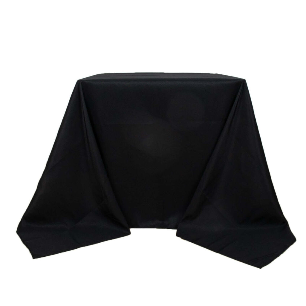 Premium Polyester Square Tablecloth 90"x90" Black 220GSM Wrinkle-Resistant Table Cover