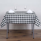 Polyester 54"x54" Table Overlay Square Tablecloth White/Black - Checkered Buffalo Plaid Design for Casual Table Settings