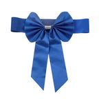 5 Pack Satin Faux Leather Chair Sashes Royal Blue - Durable Double Sided Pre-tied Bow Tie Chair Bands with Diamond Rhinestone Buckles