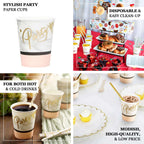 24-Pack Paper Cups in Blush with Marble Top - Stylish Disposable Party Cups for Hot & Cold Beverages 9oz