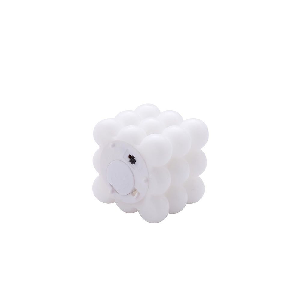 2-Pack LED Flameless Cube Candles Flickering Warm White/White - Battery Operated Bubble Design 2"