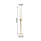 2-Pack Gold Metal Taper Candlestick Holders, Clear Glass Hurricane Candle Stands With Chimney Candle Shades 20"