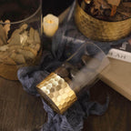 Set of 3 Glass Cylinder Vases Honeycomb Design Clear with Gold Base - Decorative Candle Holder Centerpieces 6", 8", 10"