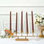 12-Pack Taper Candles Premium Wax Design Mocha Brown - Unscented Candles for Upscale Settings 10"