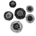 Set of 6 Charcoal Gray Carnation 3D Paper Flowers Wall Decor - 7",9",11"