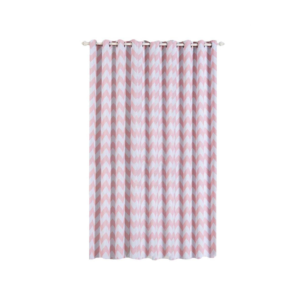 2 Pack White Blush Chevron Design Thermal Blackout Curtains With Chrome Grommet Window Treatment Panels - 52"x108"