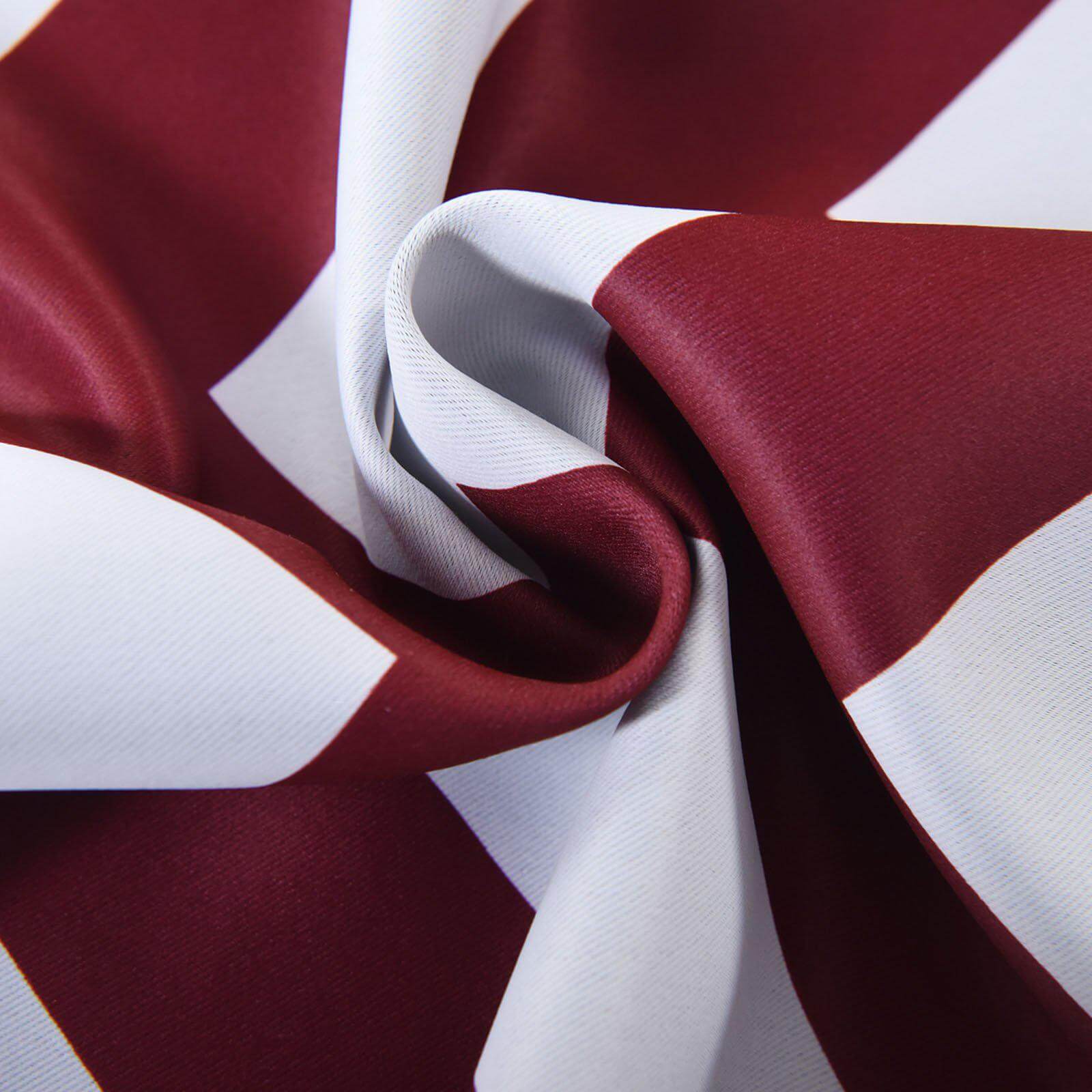 2 Pack White Burgundy Chevron Print Thermal Blackout Window Curtain Grommet Panels, Noise Canceling Curtains - 52"x108"