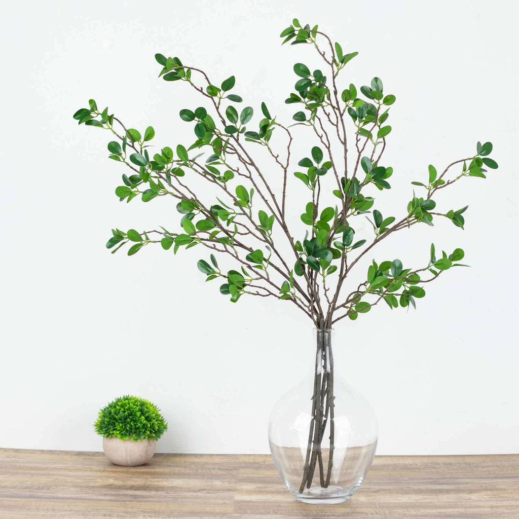 3 Pack 43" Artificial Green Petal Branches Leaf Spray, Faux Leaf Branches