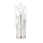 10-Arm Round Cluster Crystal Candelabra with Mirror Base Clear - Sparkling Candle Holder for Votive & Pillar Candles 47"