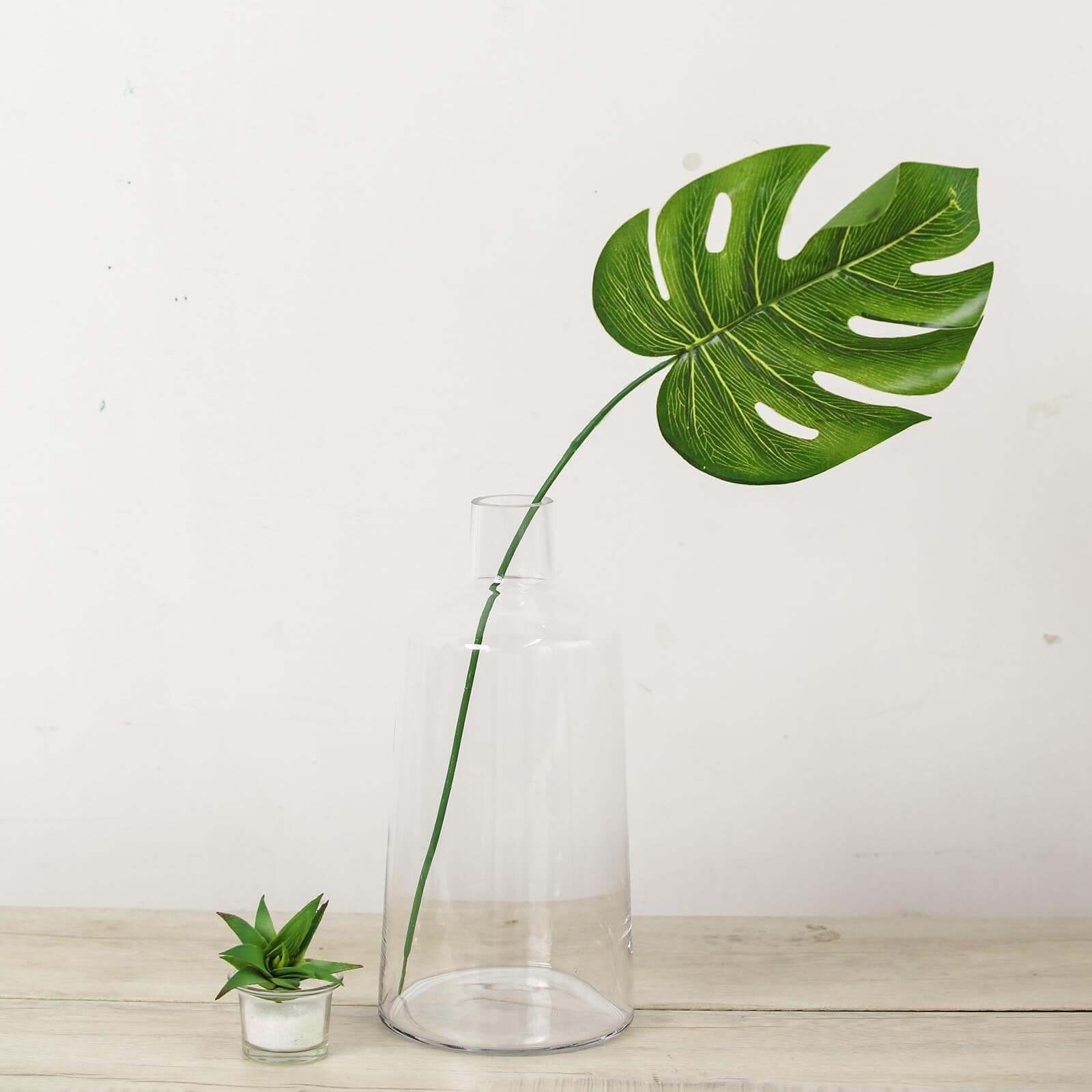 2-Pack Glass Bud Vases Tapered Neck Design Clear - Stylish Floral Table Centerpieces 12"