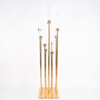 10-Arm Cluster Taper Candle Holder Gold with Clear Glass Shades - Stylish Large Candle Arrangement for Gatherings 50"
