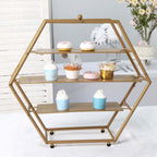 3-Tier Metal Hexagon Cupcake Stand Matte Gold - Stylish Geometric Dessert Holder Appetizer Display for Modern Weddings Dessert Buffets & Celebrations 21"