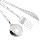 24-Pack Plastic Flatware Set with Sleek Modern Design Silver - Premium Disposable Silverware 8"