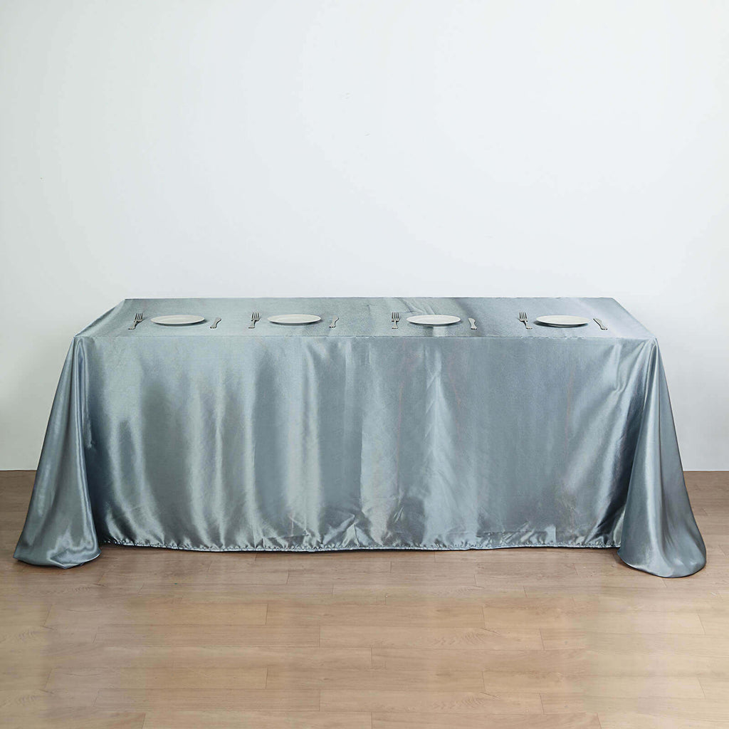 Satin Rectangular 90"x156" Tablecloth Dusty Blue - Seamless Table Cover