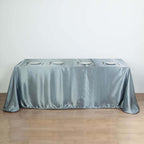 Satin Rectangular 90"x156" Tablecloth Dusty Blue - Seamless Table Cover