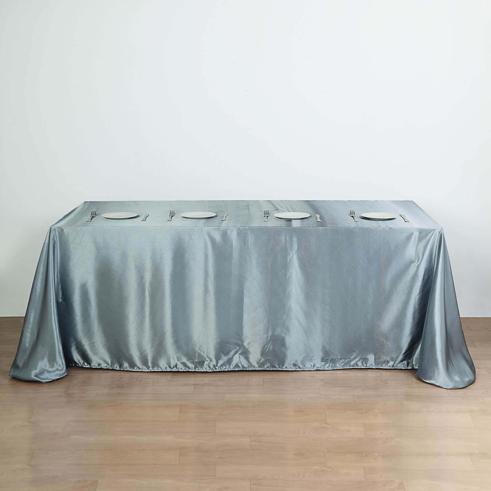 Satin Rectangular 90"x156" Tablecloth Dusty Blue - Seamless Table Cover