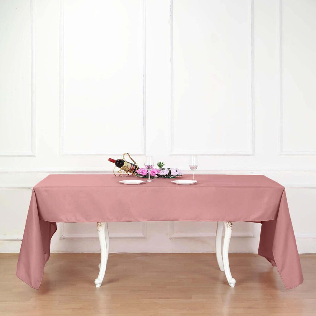 Polyester 60"x102" Rectangle Tablecloth Dusty Rose - Durable and Stylish Table Cover