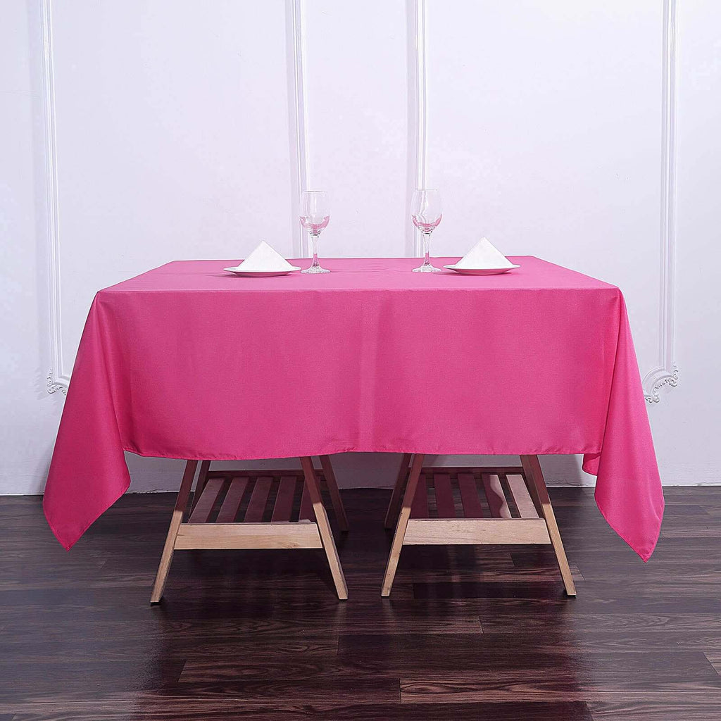 Polyester 70"x70" Table Overlay Square Tablecloth Fuchsia - Wrinkle-Resistant & Durable Table Cover