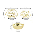 Set of 2 Candle Holders Metal Hexagon Geometric Design Gold - Modern Decorative Centerpieces for Tables 4"x3"