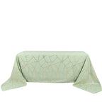 Polyester 90"x156" Rectangle Tablecloth Sage Green Seamless with Gold Foil Geometric Pattern - Wrinkle-Resistant Seamless Table Cover for Sophisticated Events