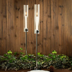 2-Pack Silver Metal Taper Candlestick Holders, Clear Glass Hurricane Candle Stands With Chimney Candle Shades 24"