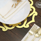 6-Pack Disposable Table Placemats in Metallic Gold Laser Cut Flower Design - 700GSM Cardboard Placemats for Glamorous Table Settings 13"