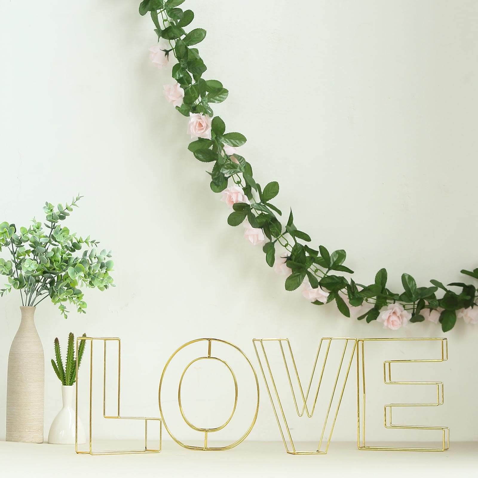8" Tall Gold Freestanding 3D Decorative Wire Letter, Wedding Centerpiece - P