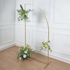7ft Gold Metal Half Moon Floral Frame Wedding Arbor Stand, Chiara Backdrop Display Arch