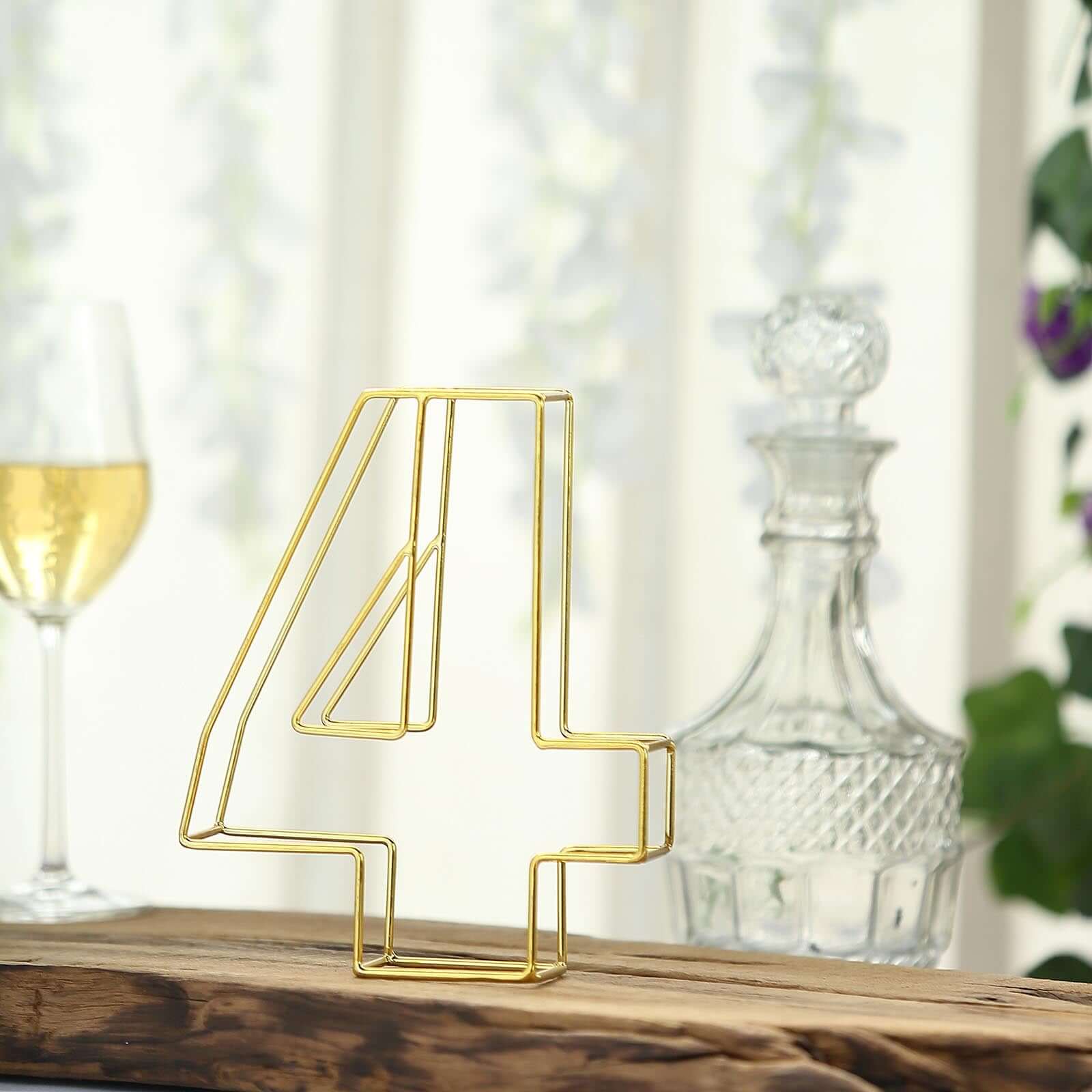 8" Tall Gold Freestanding 3D Decorative Metal Wire Numbers, Wedding Table Numbers -4