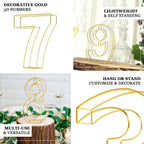8" Tall Gold Freestanding 3D Decorative Metal Wire Numbers, Wedding Table Numbers -9