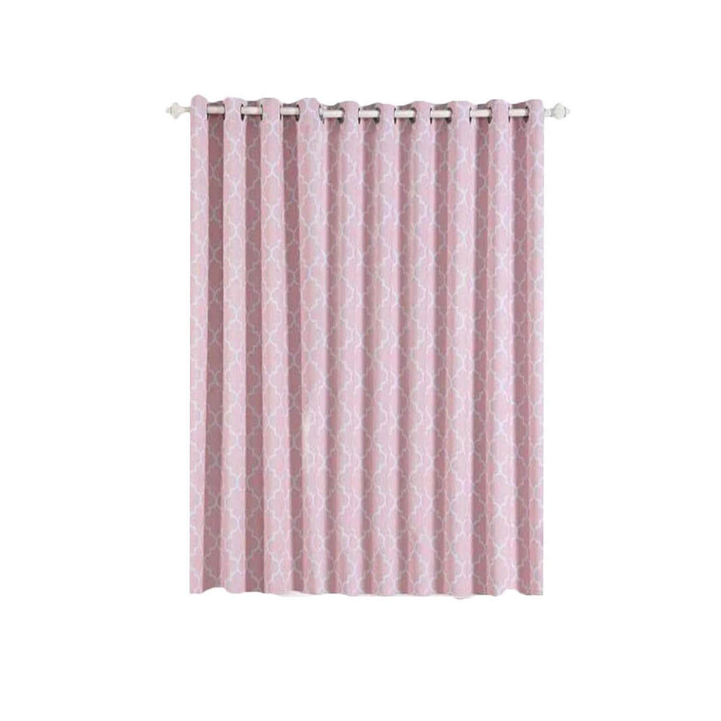 2 Pack White Blush Lattice Print Thermal Blackout Curtains With Chrome Grommet Window Treatment Panels - 52"x108"