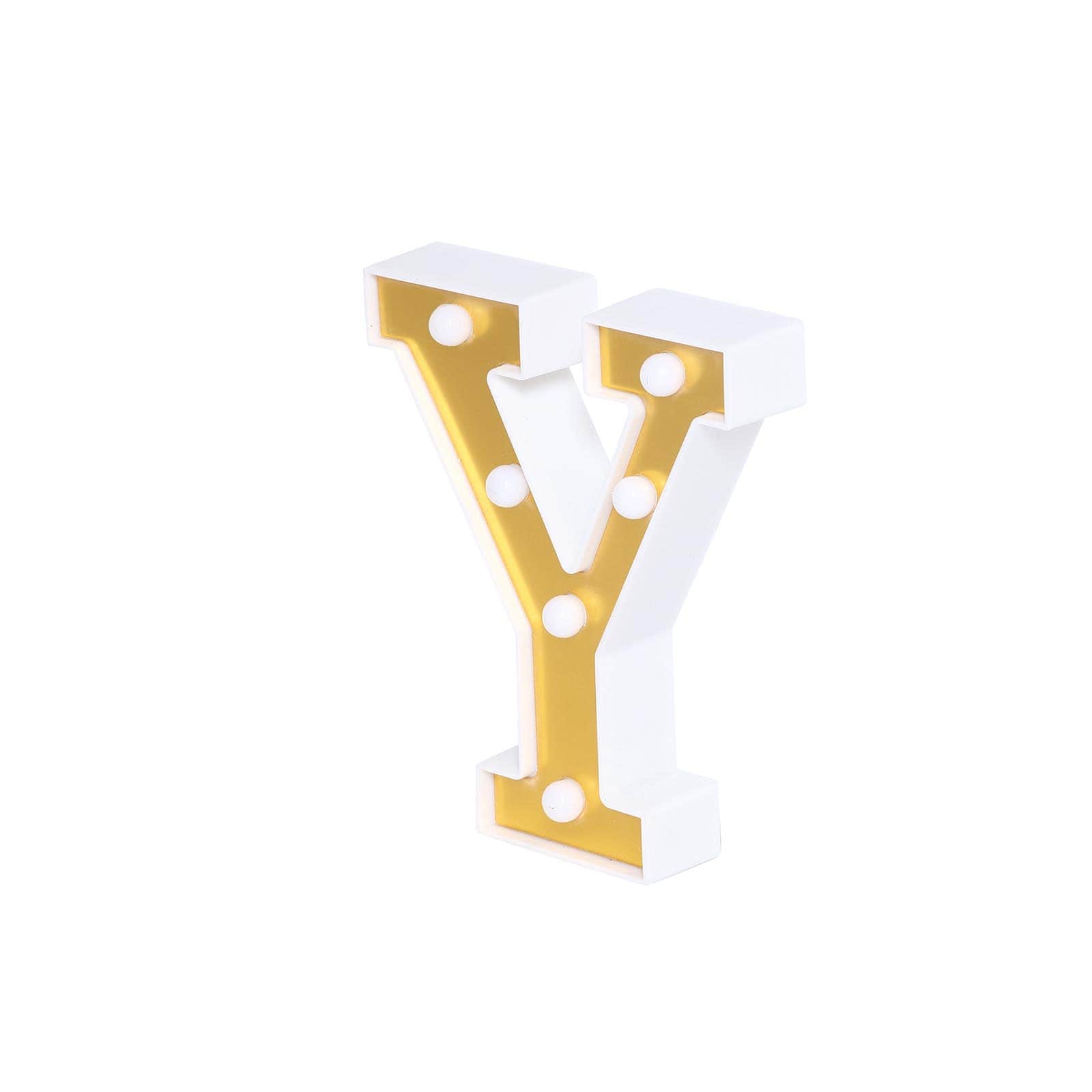3D Marquee Letter "Y" Warm White 6 LED Lights Gold - Chic Light-Up Decor for Events 6"