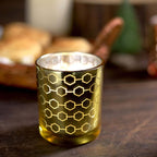 6-Pack Mercury Glass Candle Holders Gold with Honeycomb Design - Votive Candle Containers 3"