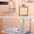 Stainless Steel Candle Lantern Cage Top Design Rose Gold - Outdoor Metal Patio Lantern Centerpiece 10"