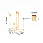 Taper Candle Holder Gold Metal 5-Arm Geometric Candelabra Design - Decorative Piece for Banquets and Celebrations 12"