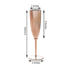 6-Pack Plastic Champagne Flutes in Metallic Rose Gold - Classy Disposable Champagne Glasses for Toasting & Cocktail Parties 5oz
