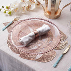 6-Pack Dining Table Mats Monstera Leaf Design Rose Gold - Vinyl Non-Slip Surface for Tropical Themes 18"