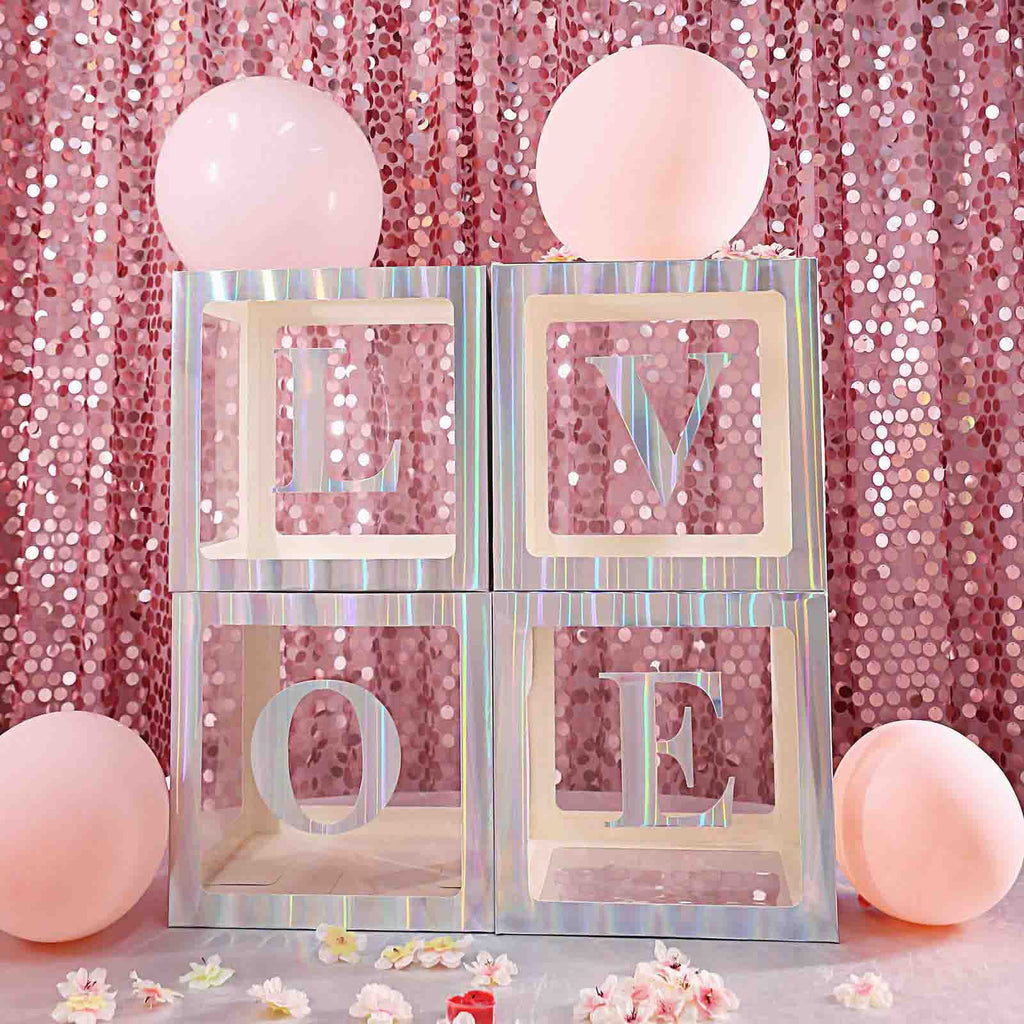 4 Pack 5" Iridescent Alphabet Stickers Banner, Customizable Stick on Letters - P