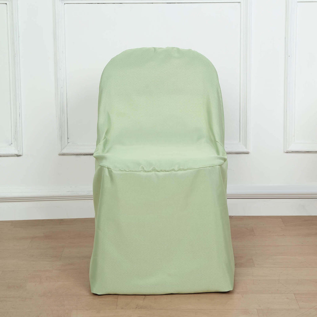 Polyester Slip On Folding Chair Covers Sage Green - Stain-Resistant Reusable Durable Fabric
