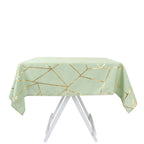 Polyester 54"x54" Square Tablecloth Sage Green with Gold Foil Geometric Pattern - Wrinkle-Resistant & Durable for Stylish Settings