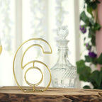 8" Tall Gold Freestanding 3D Decorative Metal Wire Numbers, Wedding Table Numbers -6