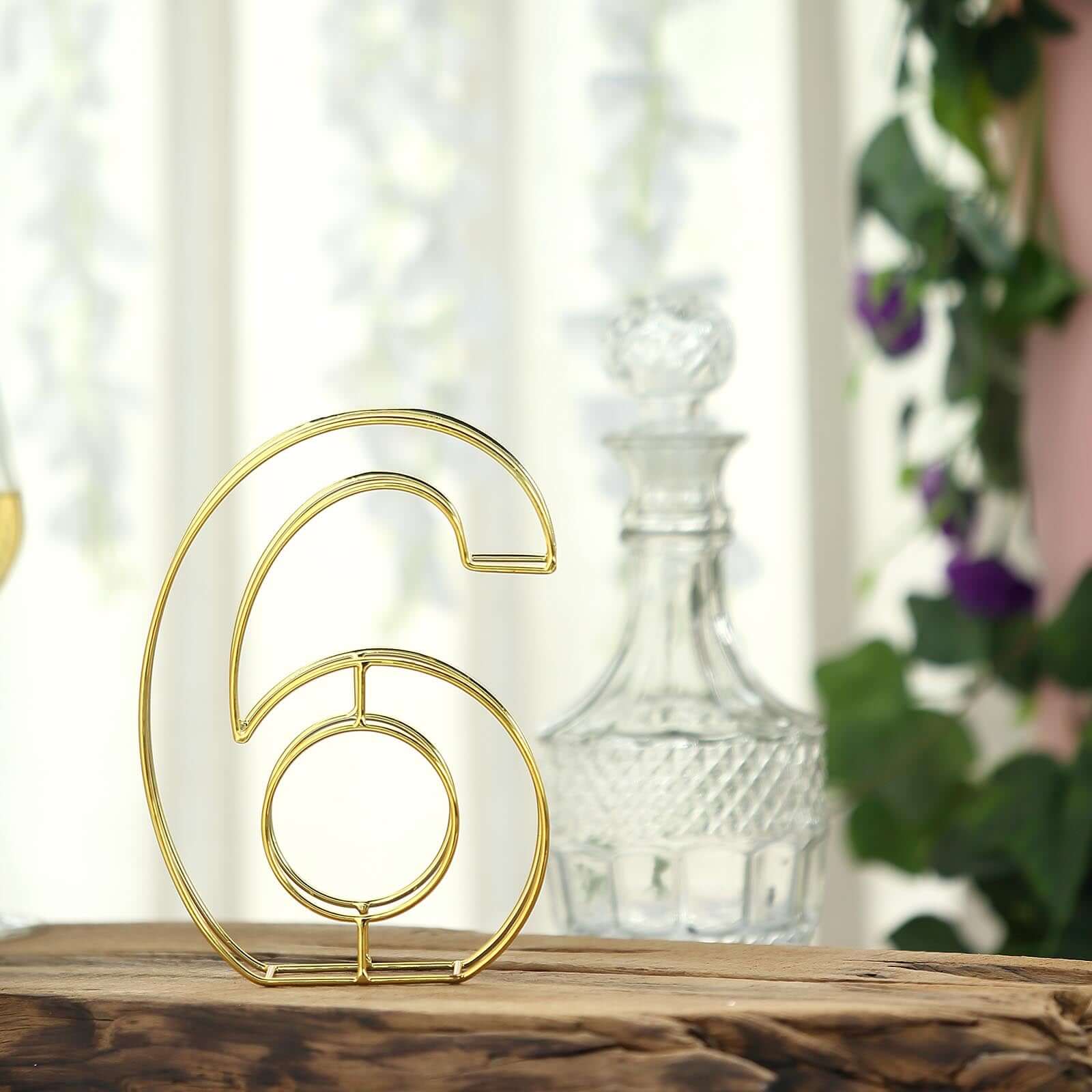 8" Tall Gold Freestanding 3D Decorative Metal Wire Numbers, Wedding Table Numbers -6