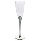 6-Pack Plastic Champagne Flutes Clear/Silver - Stylish Disposable Glasses for Toasts 5oz