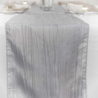 Taffeta 12"x108" Table Runner Silver - Accordion Crinkle Design