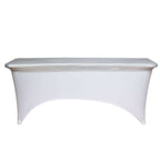 Stretch Spandex 72"x30" Rectangle Table Top Cover Metallic Silver - Easy to Install Fitted Table Topper Cap