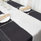 Taffeta 12"x108" Table Runner White - Accordion Crinkle Design for Modern Gatherings