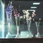 Glass Trumpet Floor Vase Reversible Clarinet Style Clear - Decorative Flower Centerpiece for Events 40"